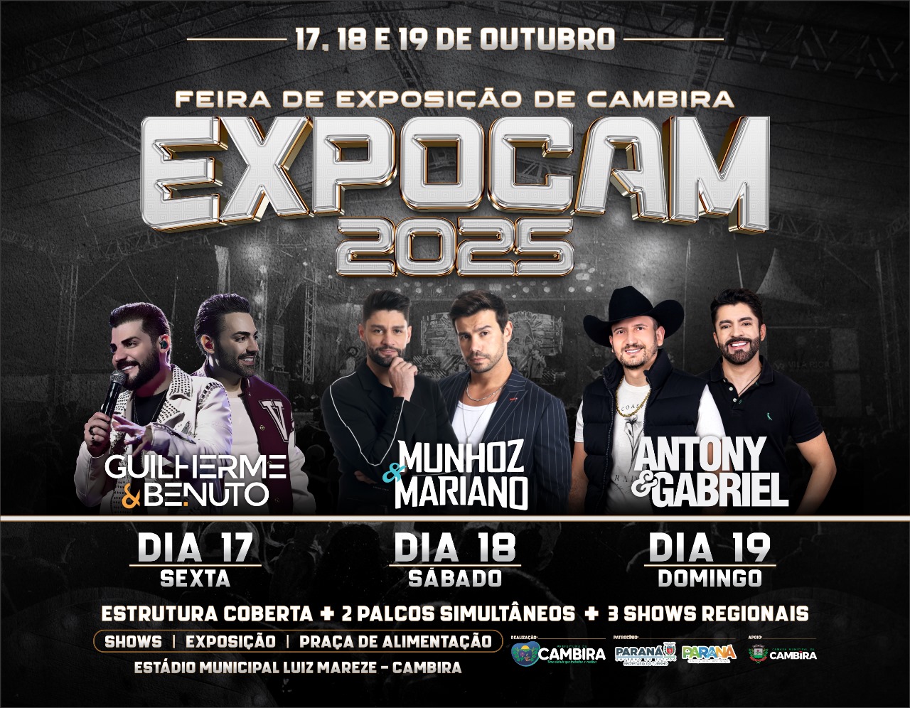Expocam 2025 promete agitar Cambira com grandes shows e programação diversificada