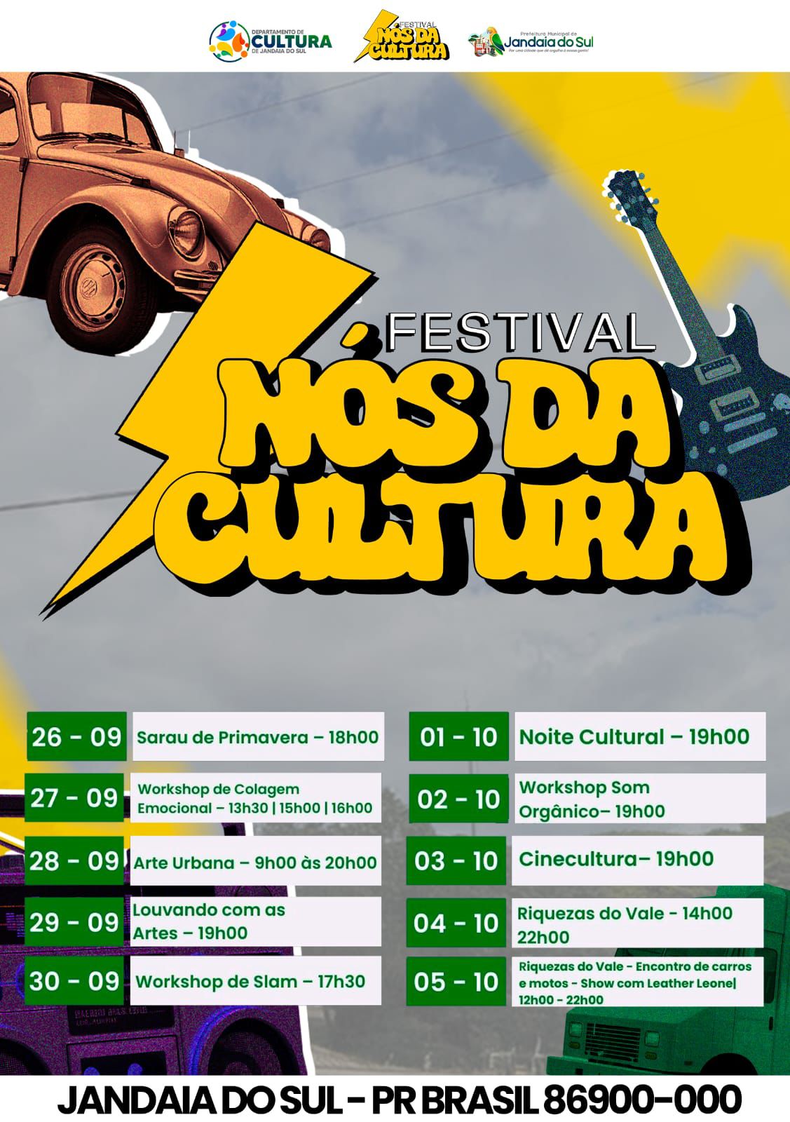 Festival “Nós da Cultura” movimentará Jandaia do Sul com programação diversificada