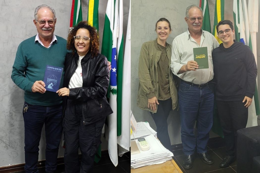 Autores locais apresentam obras literárias ao prefeito de Jandaia do Sul