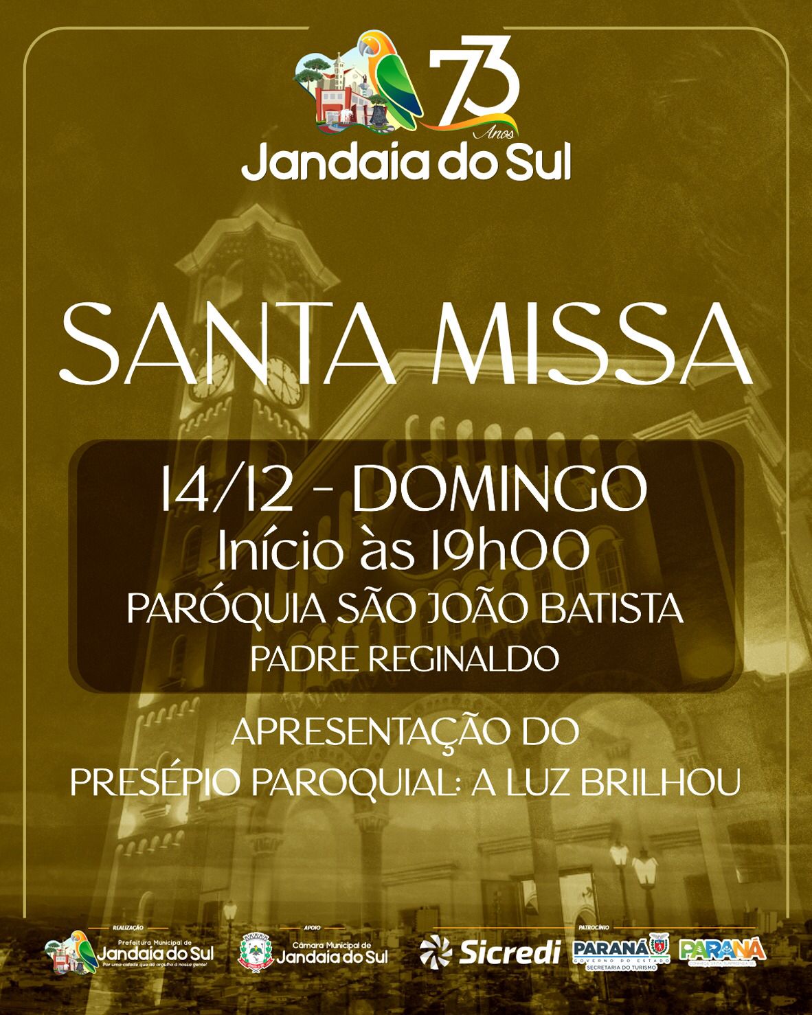 Jandaia do Sul celebra 73 anos com Missa em Ação de Graças e apresentação especial do Presépio Paroquial