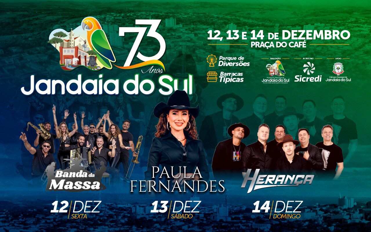 Jandaia do Sul celebra 73 anos com três dias de festa na Praça do Café