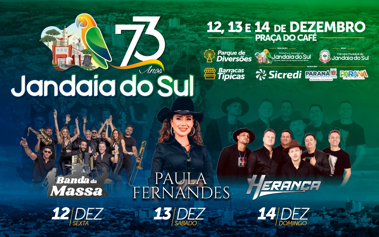 Jandaia do Sul celebra 73 anos: festa de aniversário começa nesta sexta (12)