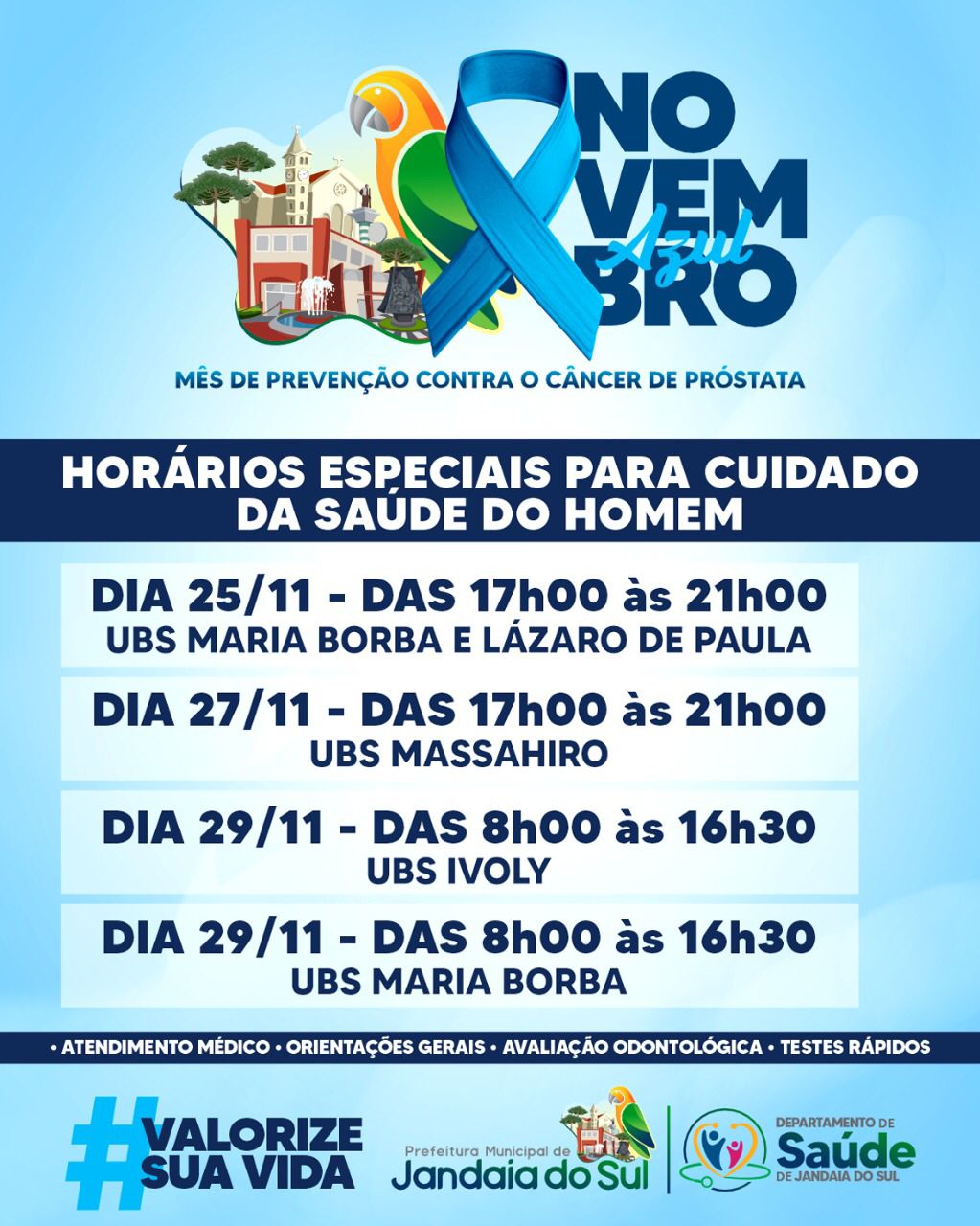 Novembro Azul: Saúde de Jandaia do Sul promove horários especiais para atendimento à saúde do homem