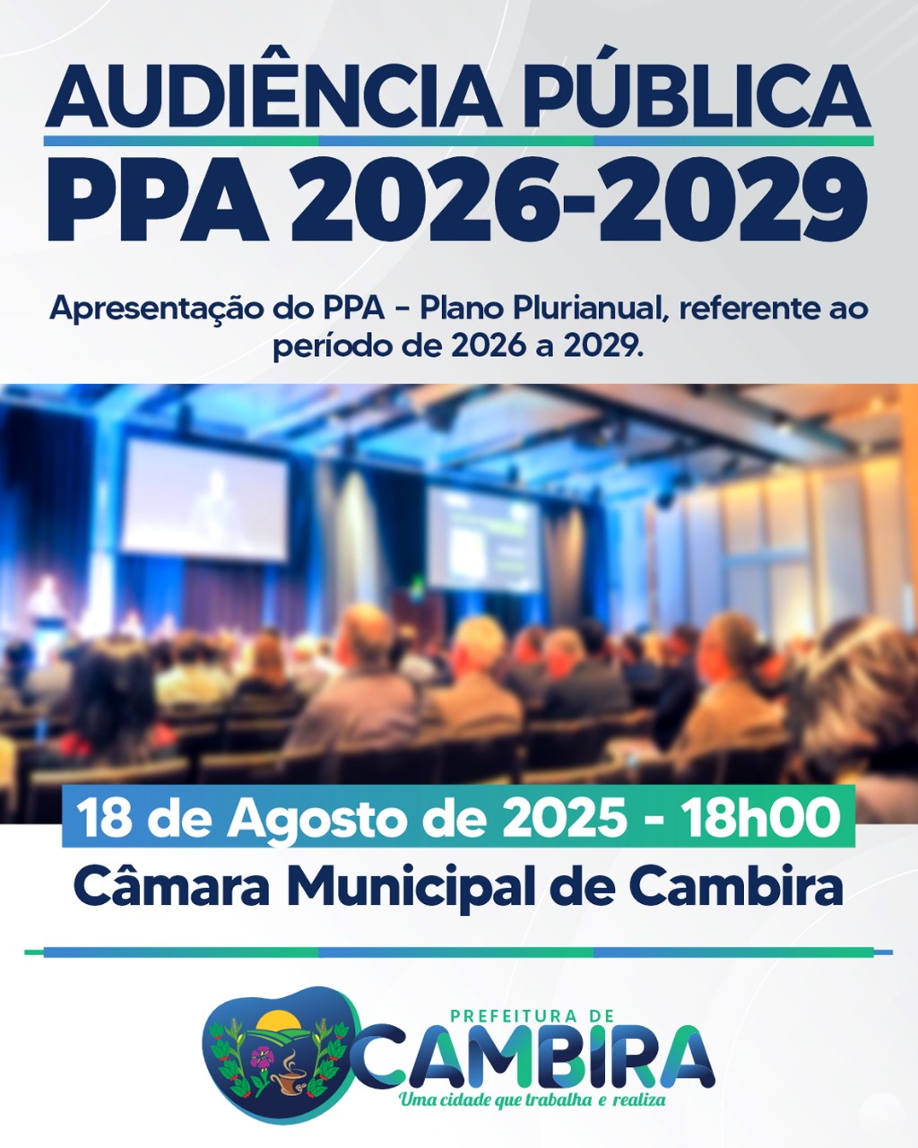 Prefeitura de Cambira convida população para participar da apresentação do Plano Plurianual 2026-2029