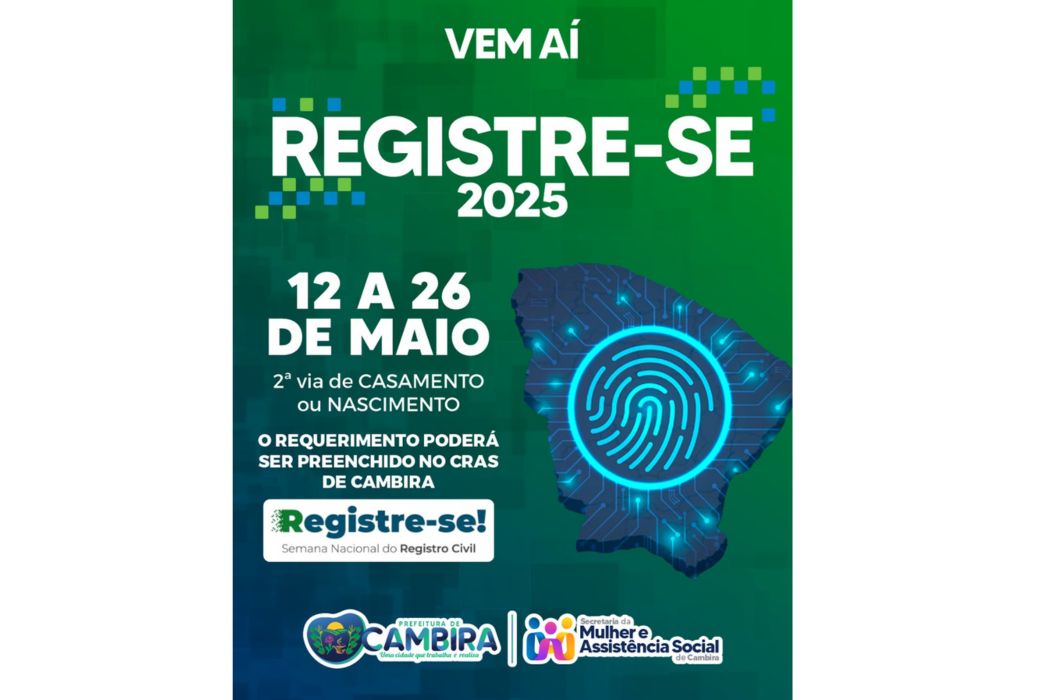 Cambira participa da Semana Nacional do Registro Civil com emissão gratuita de certidões