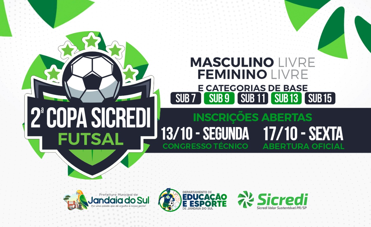 Prefeitura de Jandaia do Sul abre inscrições para a 2ª Copa Sicredi de Futsal