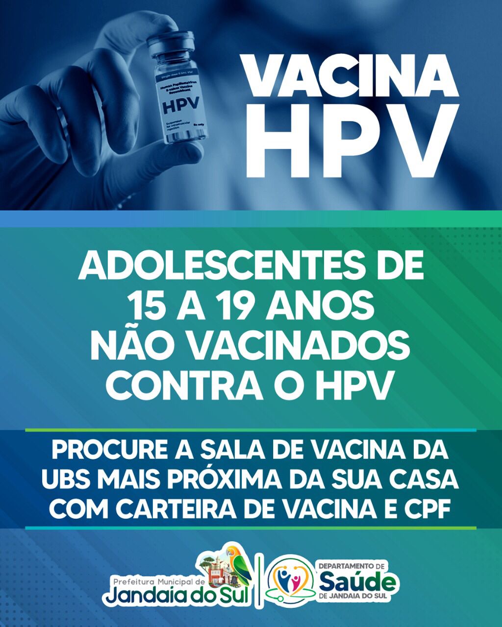 Resgate Vacinal de adolescentes e jovens de 15 a 19 anos não vacinados contra a HPV