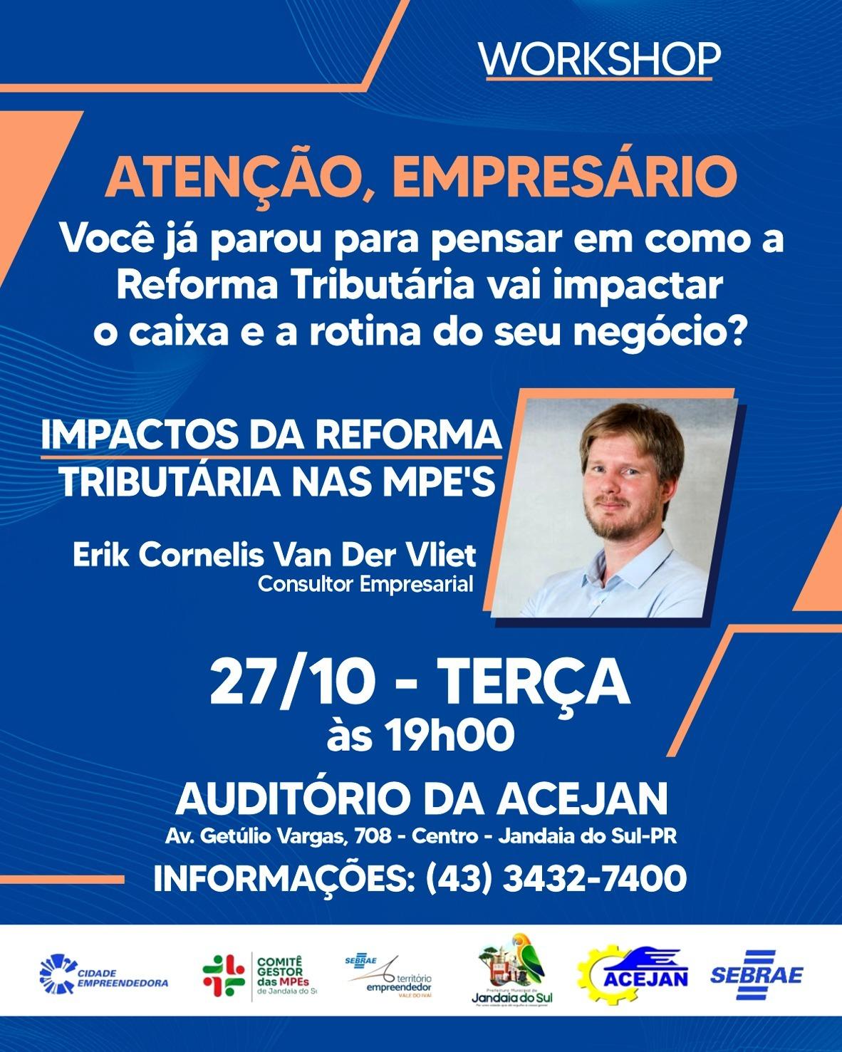 Jandaia do Sul realiza workshop sobre impactos da Reforma Tributária nas micro e pequenas empresas