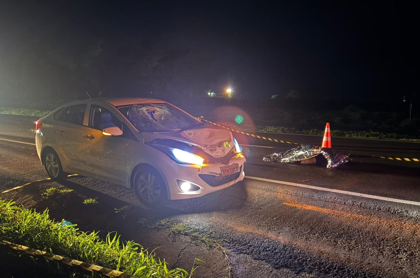 Pessoa morre atropelada por HB20 na BR-376, próximo à Granja Figueiredo